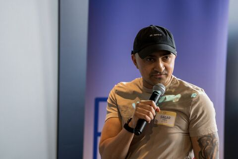 Sagar Pandya speaking about AI at an event